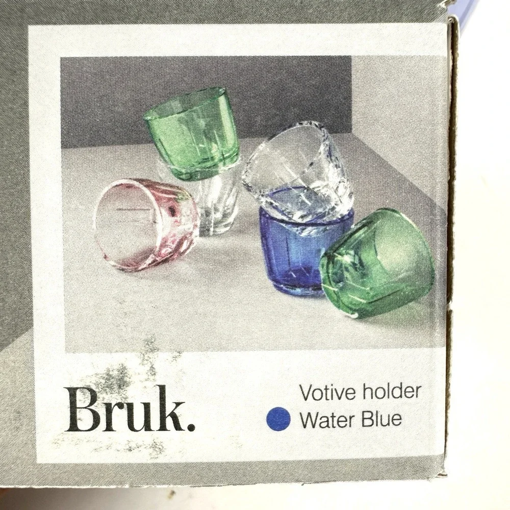 KOSTA BODA BRUK Votive Candle Holders Blue In Box 2.5